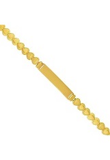 elegant 14 yellow gold 5mm tricolor heart id baby bracelet